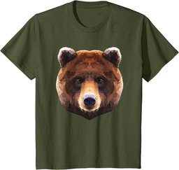 Bear T-Shirt Polygon Geometric Wildlife Brown Bear Grizzly T-Shirt