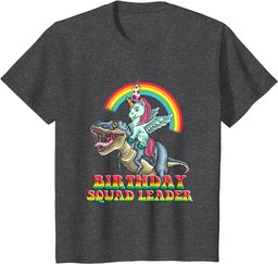 Unicorn Dinosaur Birthday Squad Leader Birthday Boy Girl T-Shirt