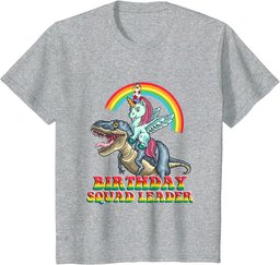 Unicorn Dinosaur Birthday Squad Leader Birthday Boy Girl T-Shirt