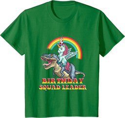 Unicorn Dinosaur Birthday Squad Leader Birthday Boy Girl T-Shirt