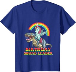 Unicorn Dinosaur Birthday Squad Leader Birthday Boy Girl T-Shirt