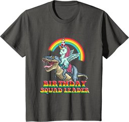Unicorn Dinosaur Birthday Squad Leader Birthday Boy Girl T-Shirt