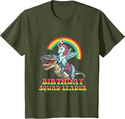 Unicorn Dinosaur Birthday Squad Leader Birthday Boy Girl T-Shirt