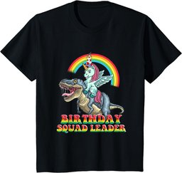 Unicorn Dinosaur Birthday Squad Leader Birthday Boy Girl T-Shirt