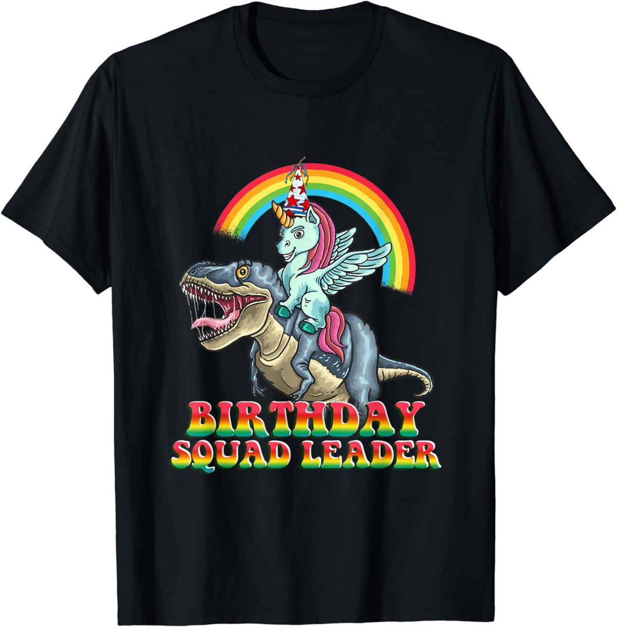 Unicorn Dinosaur Birthday Squad Leader Birthday Boy Girl T-Shirt