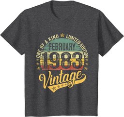 41th Birthday Gift 41 Years Vintage February 1983 Retro Mens T-Shirt