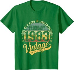 41th Birthday Gift 41 Years Vintage February 1983 Retro Mens T-Shirt