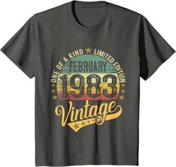 41th Birthday Gift 41 Years Vintage February 1983 Retro Mens T-Shirt