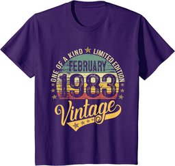 41th Birthday Gift 41 Years Vintage February 1983 Retro Mens T-Shirt