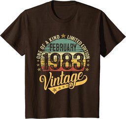 41th Birthday Gift 41 Years Vintage February 1983 Retro Mens T-Shirt