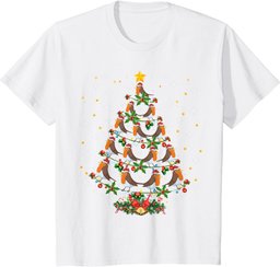 Robin Bird Lover Xmas Gift Robin Christmas Tree T-Shirt