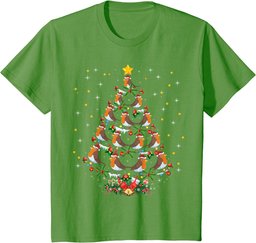 Robin Bird Lover Xmas Gift Robin Christmas Tree T-Shirt