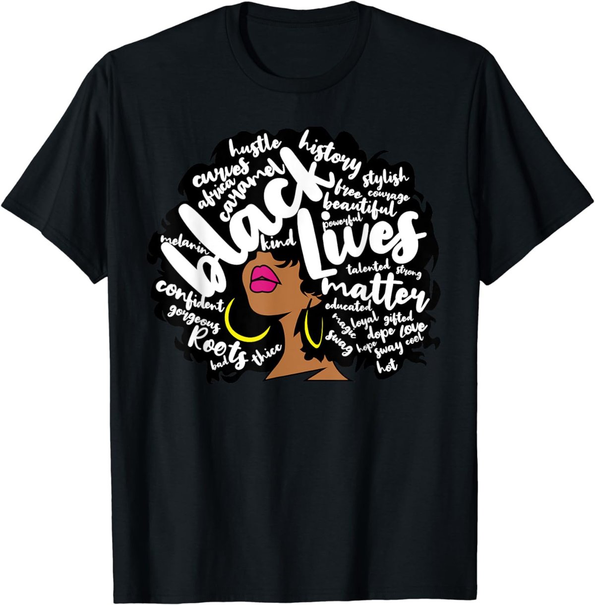 Black Lives Afro Word Art Black History Matter October T-Shirt