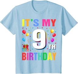 Youth It's My 9th Birthday 9 Nine Happy Birthday Boys or Girls T-Shirt