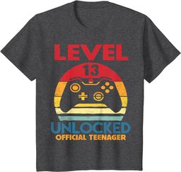 13th Birthday Gift Boys Level 13 Unlocked Official Teenager T-Shirt