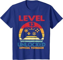 13th Birthday Gift Boys Level 13 Unlocked Official Teenager T-Shirt