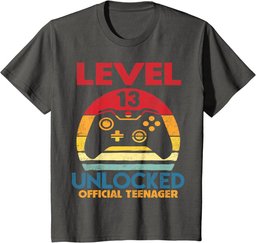 13th Birthday Gift Boys Level 13 Unlocked Official Teenager T-Shirt