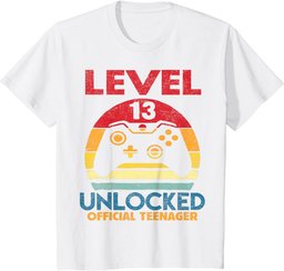 13th Birthday Gift Boys Level 13 Unlocked Official Teenager T-Shirt
