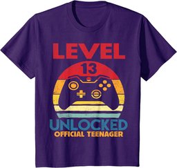 13th Birthday Gift Boys Level 13 Unlocked Official Teenager T-Shirt