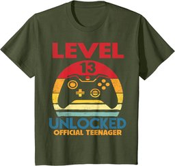 13th Birthday Gift Boys Level 13 Unlocked Official Teenager T-Shirt