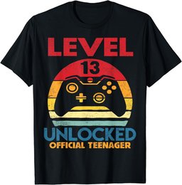 13th Birthday Gift Boys Level 13 Unlocked Official Teenager T-Shirt