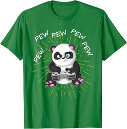 Pew Pew Pew Gaming Panda Gamer Anime Gift for Gamer Men Kids T-Shirt
