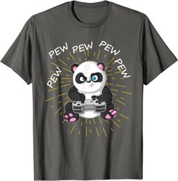 Pew Pew Pew Gaming Panda Gamer Anime Gift for Gamer Men Kids T-Shirt
