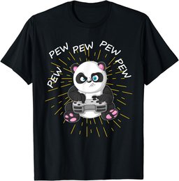 Pew Pew Pew Gaming Panda Gamer Anime Gift for Gamer Men Kids T-Shirt