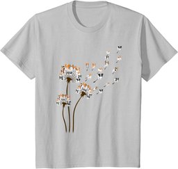 Papillon Dogs Flower Fly Dandelion Shirt Dog Mama Dog Lover T-Shirt