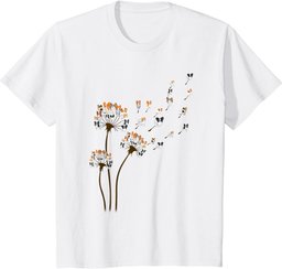 Papillon Dogs Flower Fly Dandelion Shirt Dog Mama Dog Lover T-Shirt