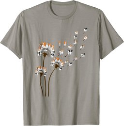 Papillon Dogs Flower Fly Dandelion Shirt Dog Mama Dog Lover T-Shirt