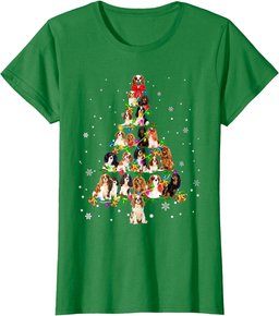 Cute Cavalier King Charles Spaniel dog Christmas Tree gift T-Shirt