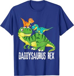 Mens Daddy Daddysaurus Rex (2 kids) dinosaur Father's Day Gift T-Shirt