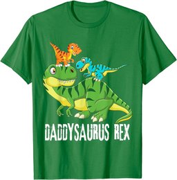 Mens Daddy Daddysaurus Rex (2 kids) dinosaur Father's Day Gift T-Shirt