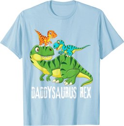 Mens Daddy Daddysaurus Rex (2 kids) dinosaur Father's Day Gift T-Shirt
