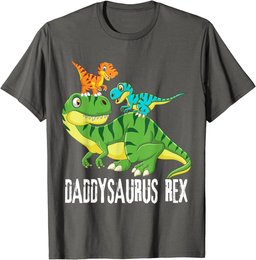 Mens Daddy Daddysaurus Rex (2 kids) dinosaur Father's Day Gift T-Shirt
