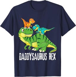 Mens Daddy Daddysaurus Rex (2 kids) dinosaur Father's Day Gift T-Shirt