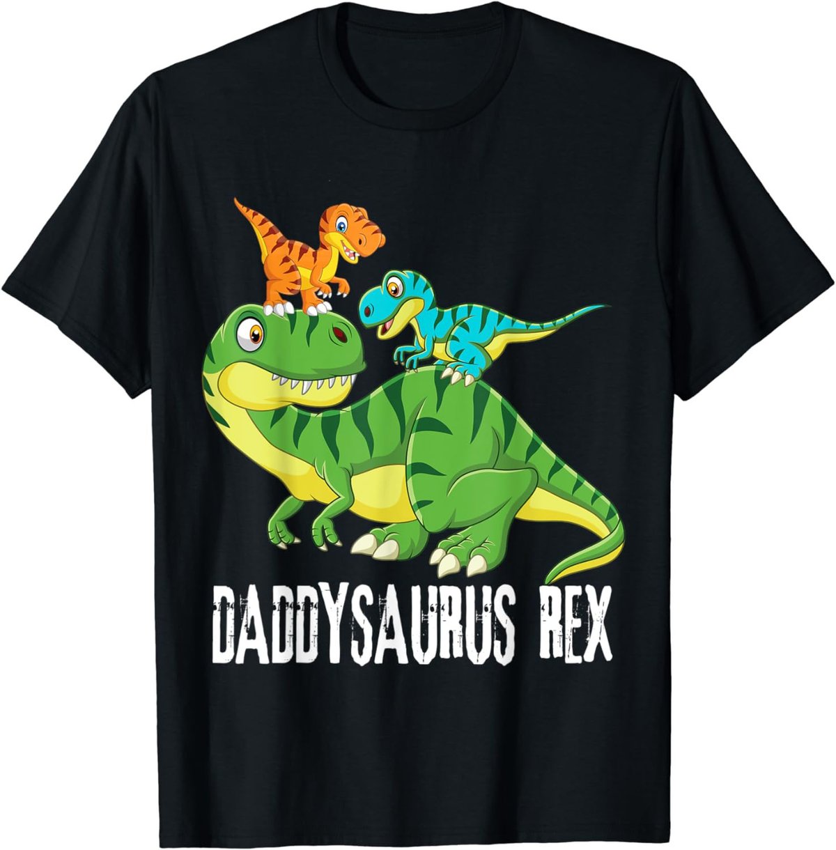 Mens Daddy Daddysaurus Rex (2 kids) dinosaur Father's Day Gift T-Shirt