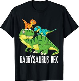Mens Daddy Daddysaurus Rex (2 kids) dinosaur Father's Day Gift T-Shirt