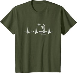 Stand Up Paddle Summer Lake River SUP Heartbeat T-Shirt