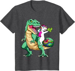 St Patrick's Day Dabbing Unicorn Riding Dinosaur Men boys T-Shirt