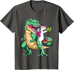 St Patrick's Day Dabbing Unicorn Riding Dinosaur Men boys T-Shirt