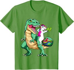 St Patrick's Day Dabbing Unicorn Riding Dinosaur Men boys T-Shirt