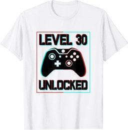 Level 30 Unlocked Shirt Video Gamer 30th Birthday Gifts Tee T-Shirt