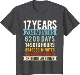 17th Birthday 17 Years Old Vintage Retro 204 Months T-Shirt