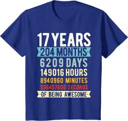 17th Birthday 17 Years Old Vintage Retro 204 Months T-Shirt