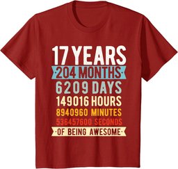 17th Birthday 17 Years Old Vintage Retro 204 Months T-Shirt
