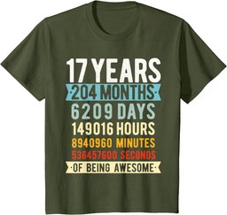 17th Birthday 17 Years Old Vintage Retro 204 Months T-Shirt