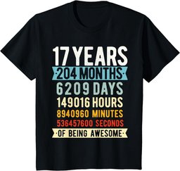 17th Birthday 17 Years Old Vintage Retro 204 Months T-Shirt