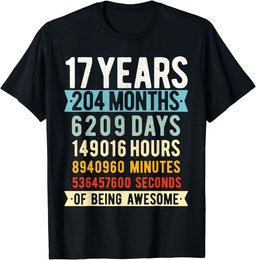 17th Birthday 17 Years Old Vintage Retro 204 Months T-Shirt